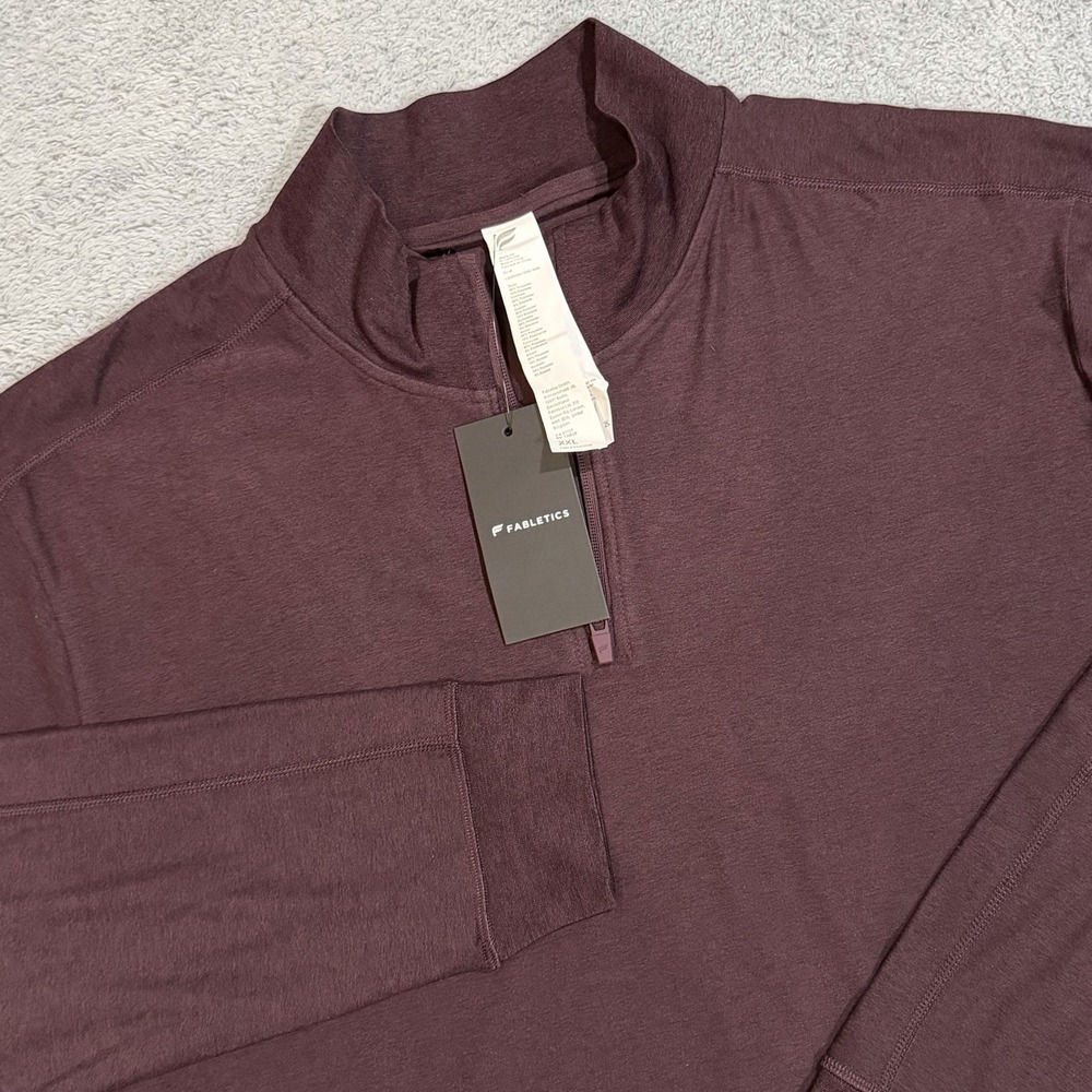 Fabletics 1/4 Zip Pullover Men's 2XL Workout Athletic Yoga Long Sleeve Maroon